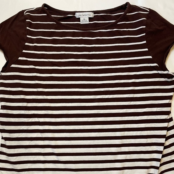 Liz Claiborne size XL brown and white striped ombre shirt - Picture 2 of 4